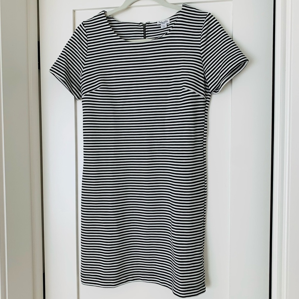 Splendid Black and White Striped T-Shirt Dress